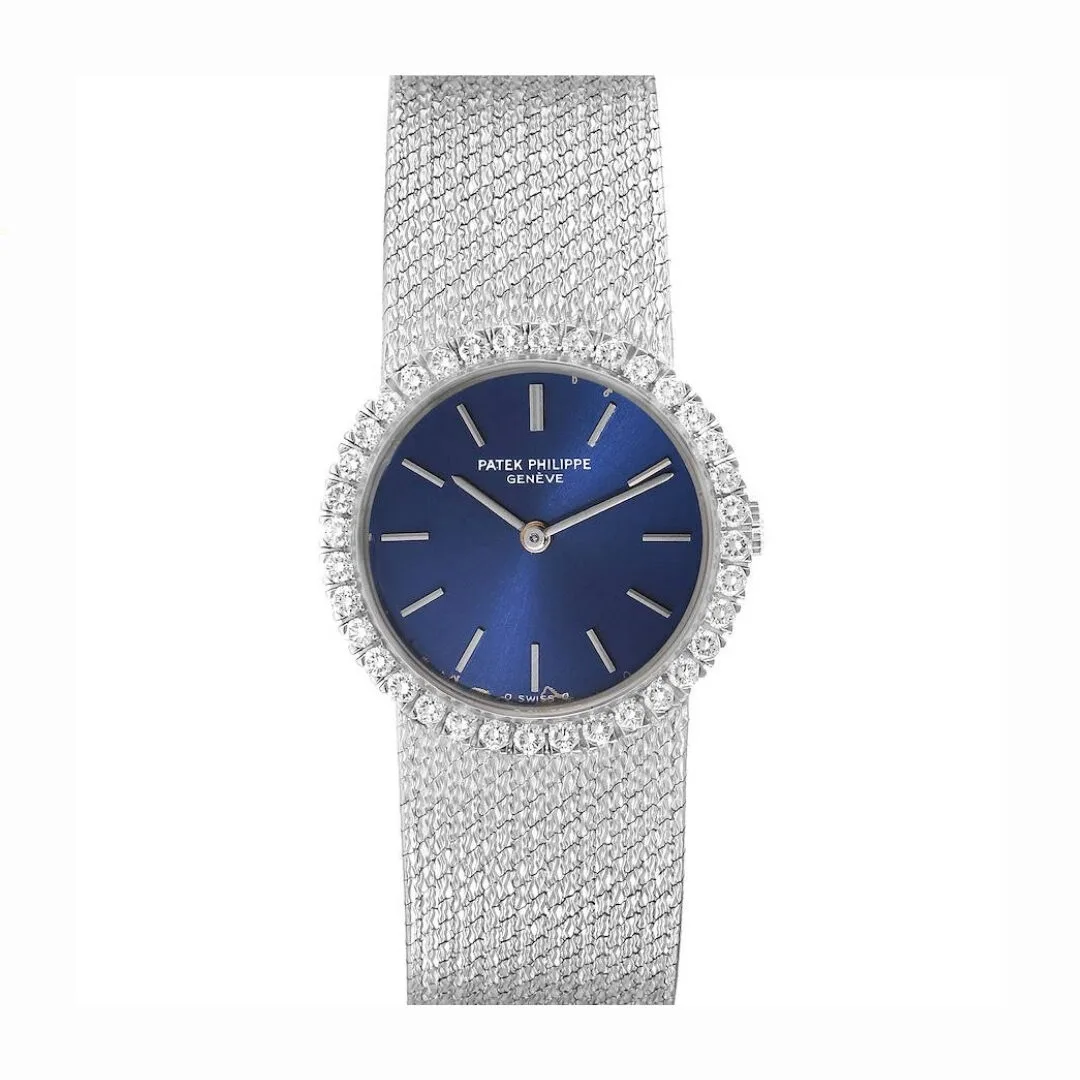 Đồng hồ Patek Phillipe 18k White Gold Diamond Bezel Cocktail Ladies Watch 4182
