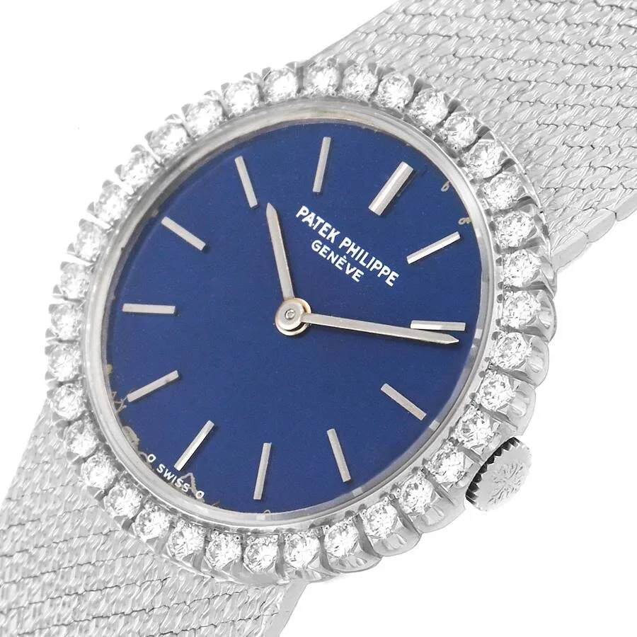 Đồng hồ Patek Phillipe 18k White Gold Diamond Bezel Cocktail Ladies Watch 4182 - Ảnh 4