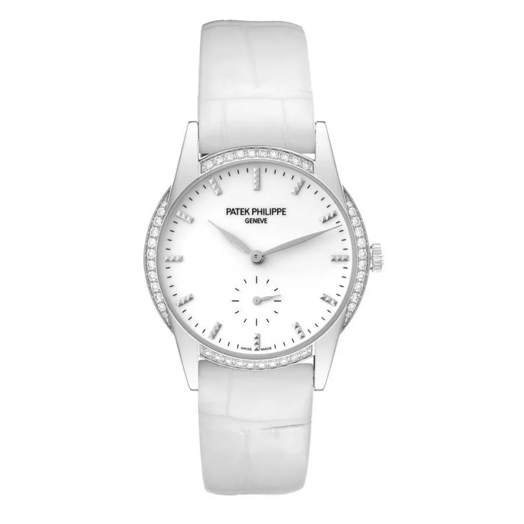 Đồng hồ Patek Phillipe Calatrava 18k White Gold Diamond Ladies Watch 7122