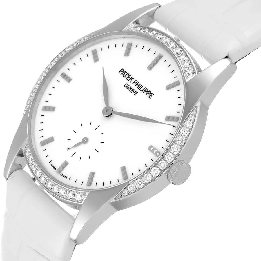 Đồng hồ Patek Phillipe Calatrava 18k White Gold Diamond Ladies Watch 7122 - Ảnh 4