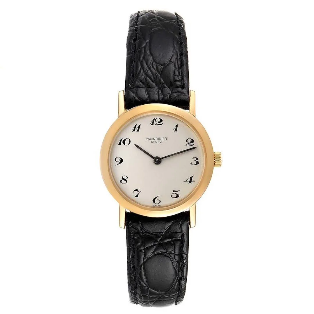 Đồng hồ Patek Phillipe Calatrava 18k Yellow Gold Silver Dial Ladies Watch 4184