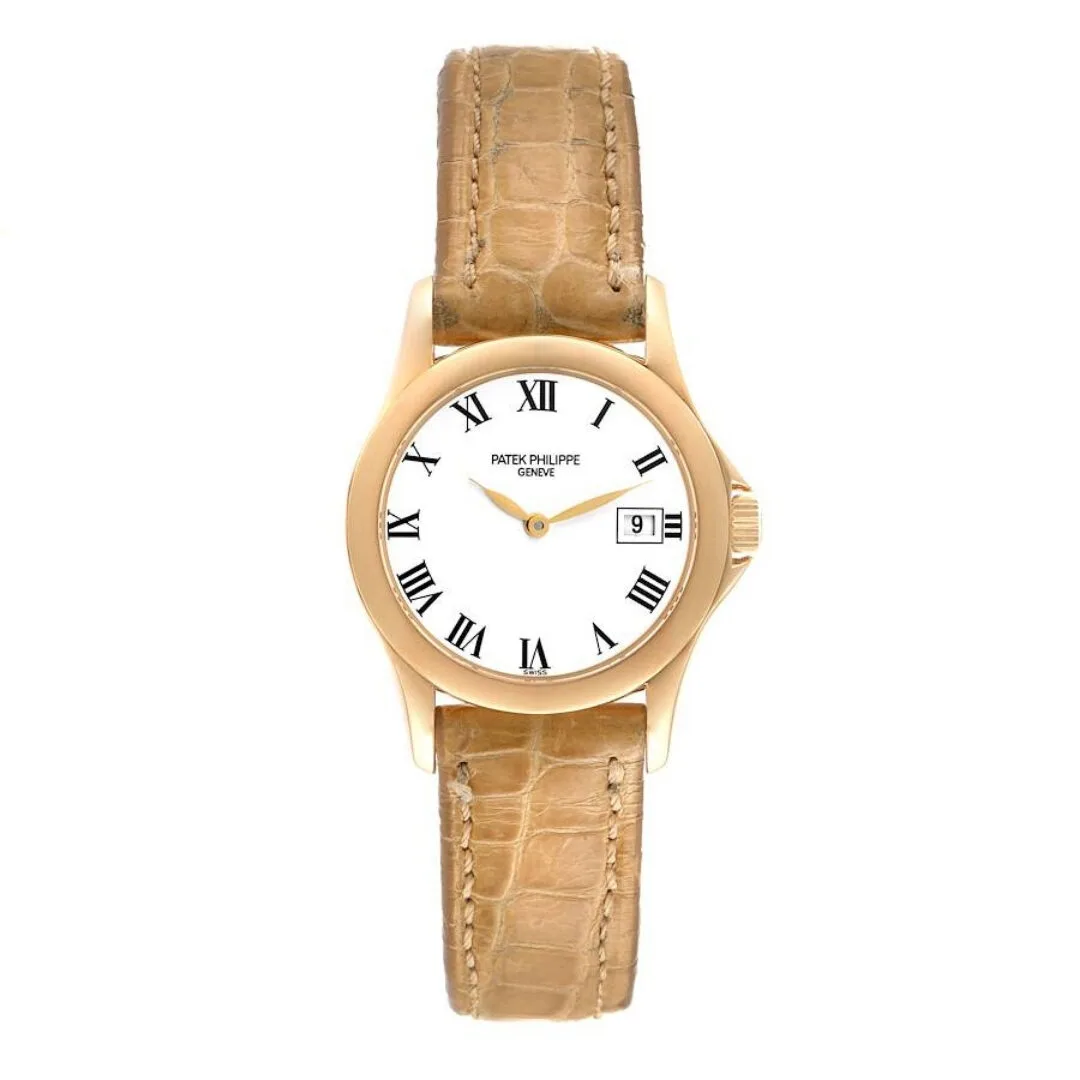 Đồng hồ Patek Phillipe Calatrava 18k Yellow Gold White Dial Ladies Watch 4906