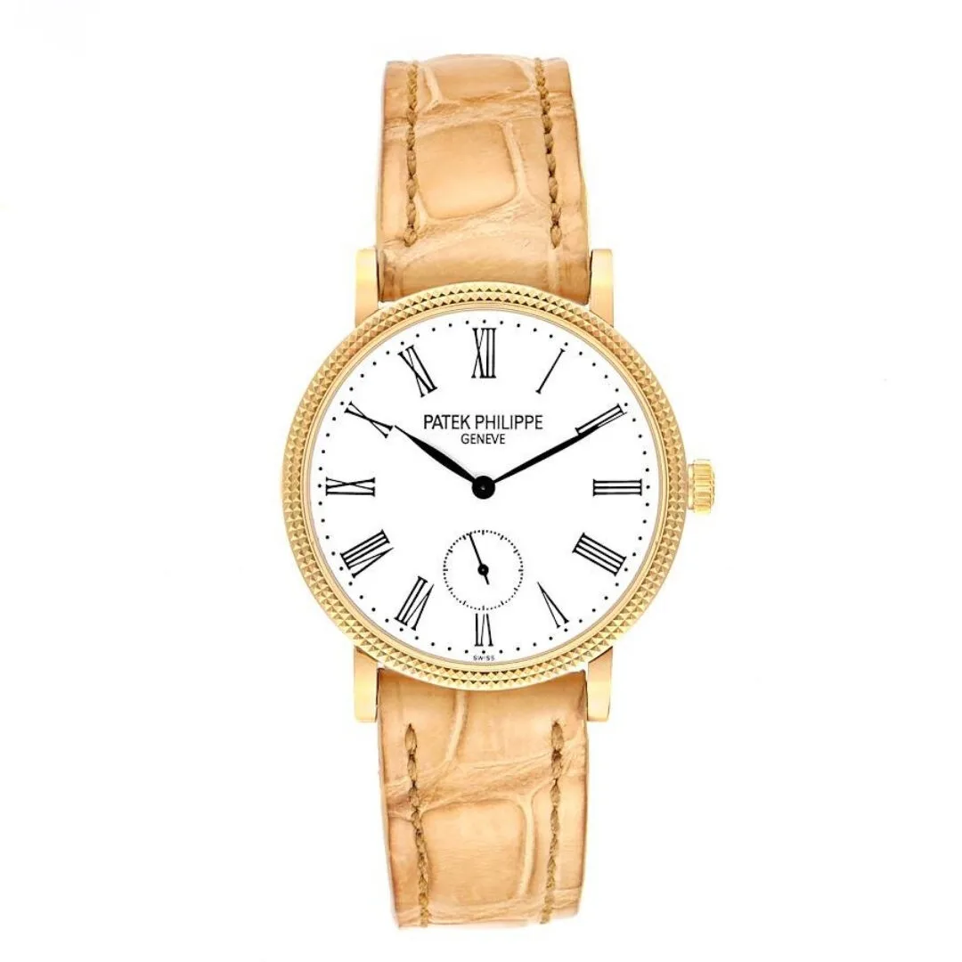 Đồng hồ Patek Phillipe Calatrava 31mm Yellow Gold Beige Strap Ladies Watch 7119