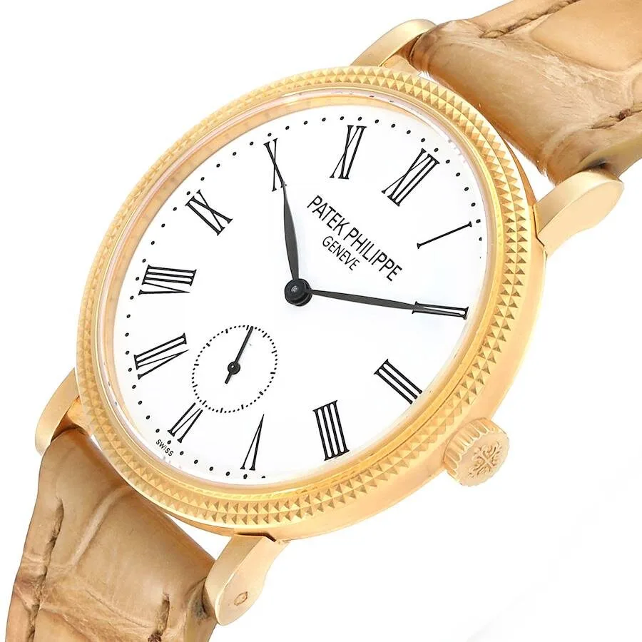 Đồng hồ Patek Phillipe Calatrava 31mm Yellow Gold Beige Strap Ladies Watch 7119 - Ảnh 4