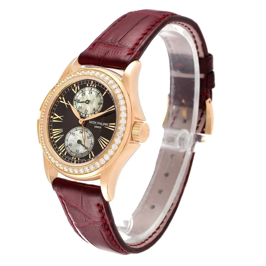 Đồng hồ Patek Phillipe Calatrava Travel Time Rose Gold MOP Diamond Watch 4934 - Ảnh 5