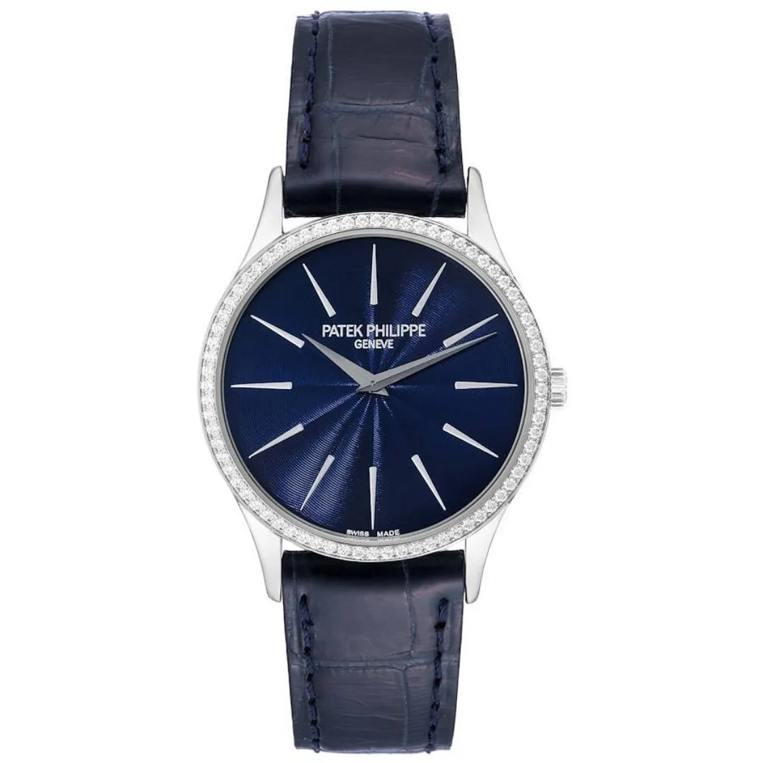 Đồng hồ Patek Phillipe Calatrava White Gold Blue Dial Diamond Ladies Watch 4897