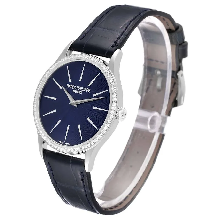 Đồng hồ Patek Phillipe Calatrava White Gold Blue Dial Diamond Ladies Watch 4897 - Ảnh 5