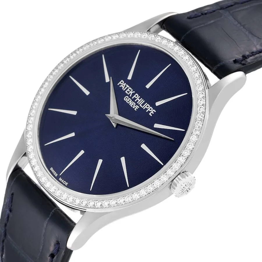 Đồng hồ Patek Phillipe Calatrava White Gold Blue Dial Diamond Ladies Watch 4897 - Ảnh 4