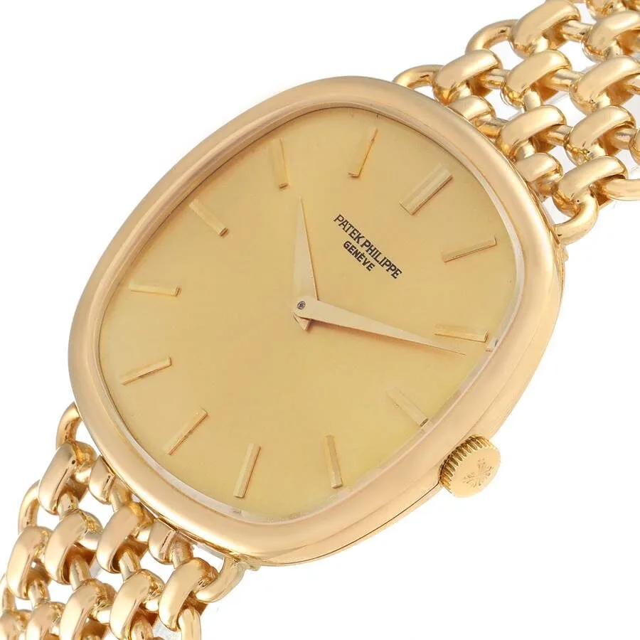Đồng hồ Patek Phillipe Ellipse 18k Yellow Gold Champagne Dial Mens Watch 3644 - Ảnh 5