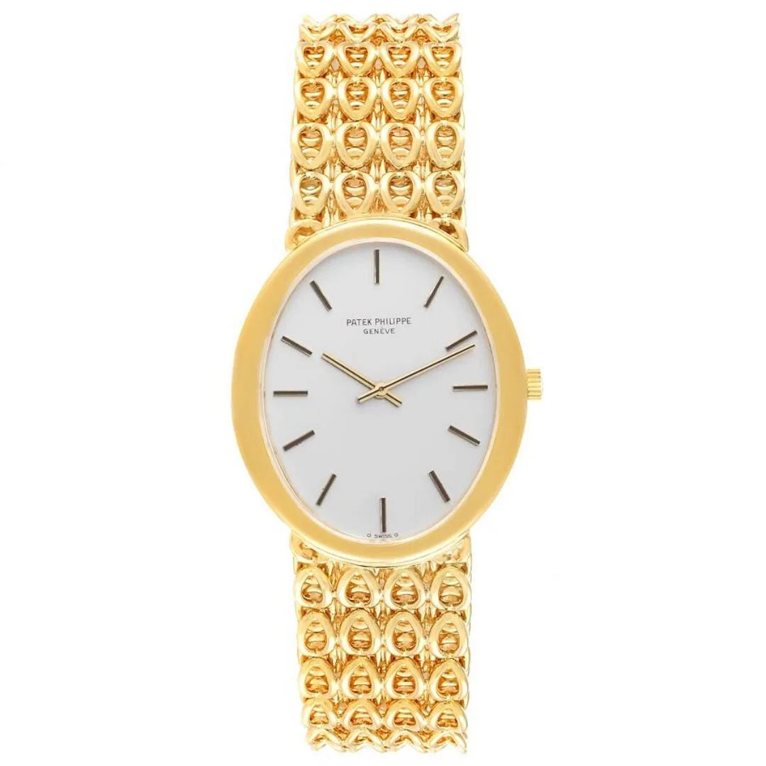 Đồng hồ Patek Phillipe Ellipse Yellow Gold Silver Dial Vintage Mens Watch 3598