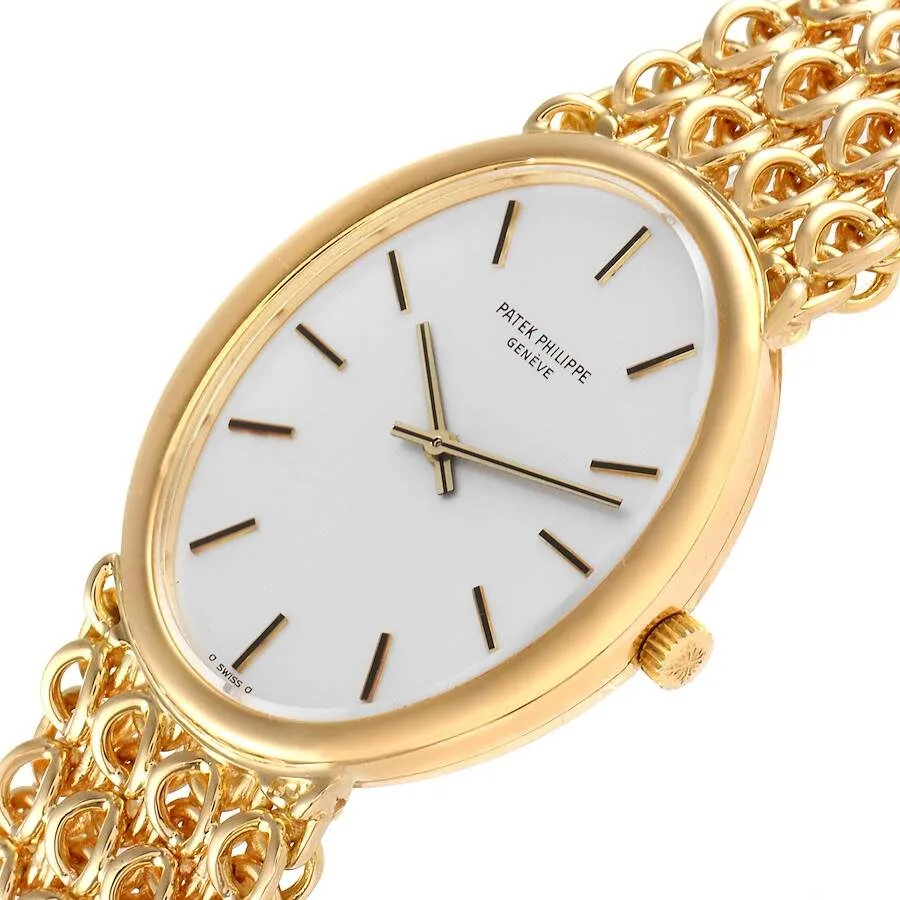 Đồng hồ Patek Phillipe Ellipse Yellow Gold Silver Dial Vintage Mens Watch 3598 - Ảnh 4