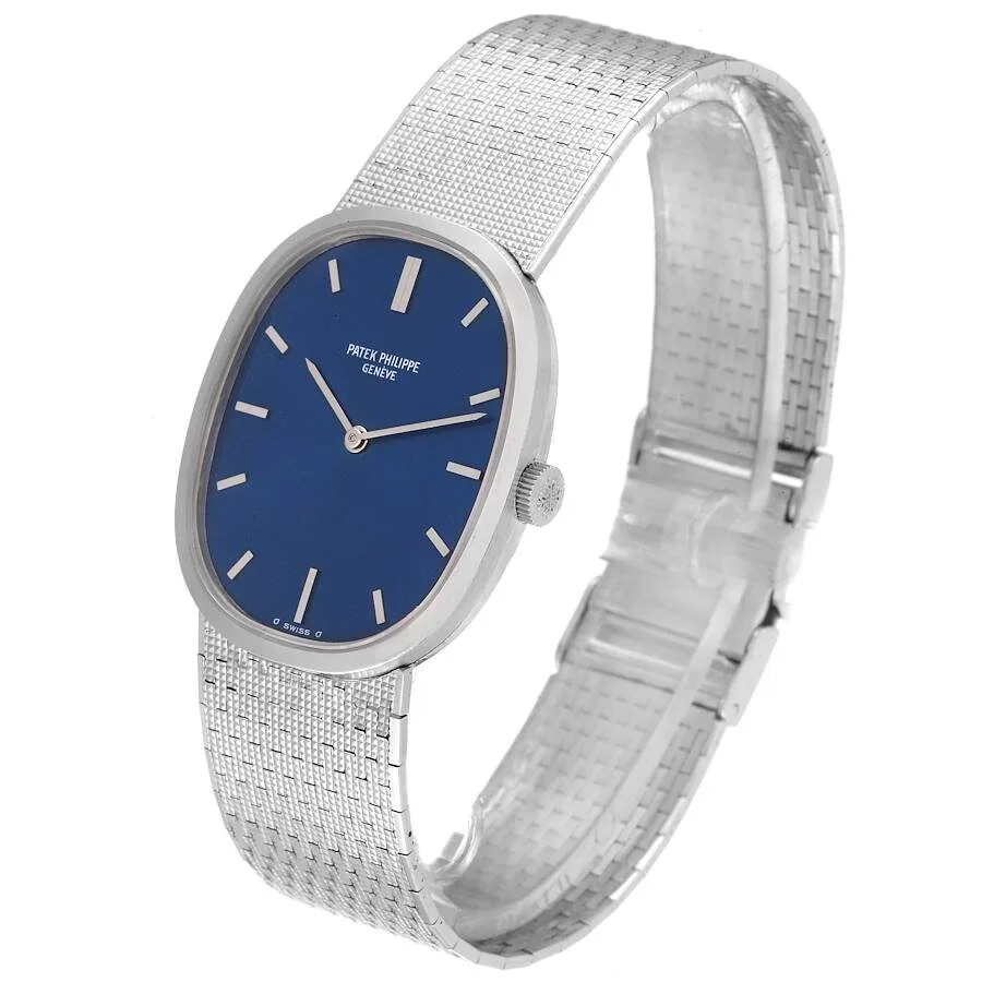 Đồng hồ Patek Phillipe Golden Ellipse 18k White Gold Blue Dial Ladies Watch 3548 - Ảnh 5
