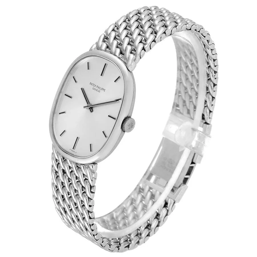 Đồng hồ Patek Phillipe Golden Ellipse 18k White Gold Silver Dial Mens Watch 3848 - Ảnh 5