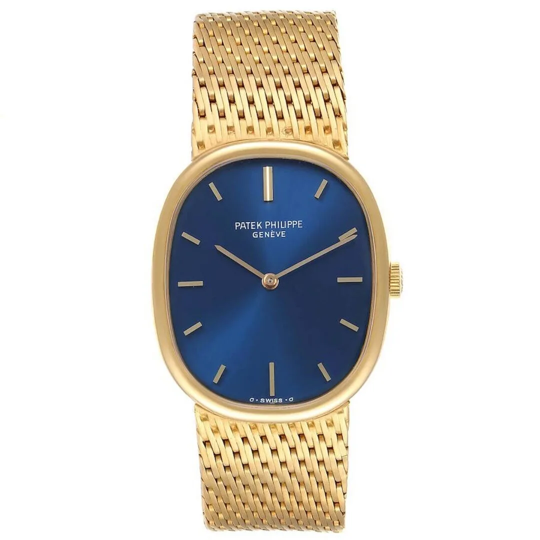Đồng hồ Patek Phillipe Golden Ellipse 18k Yellow Gold Blue Dial Ladies Watch 3548