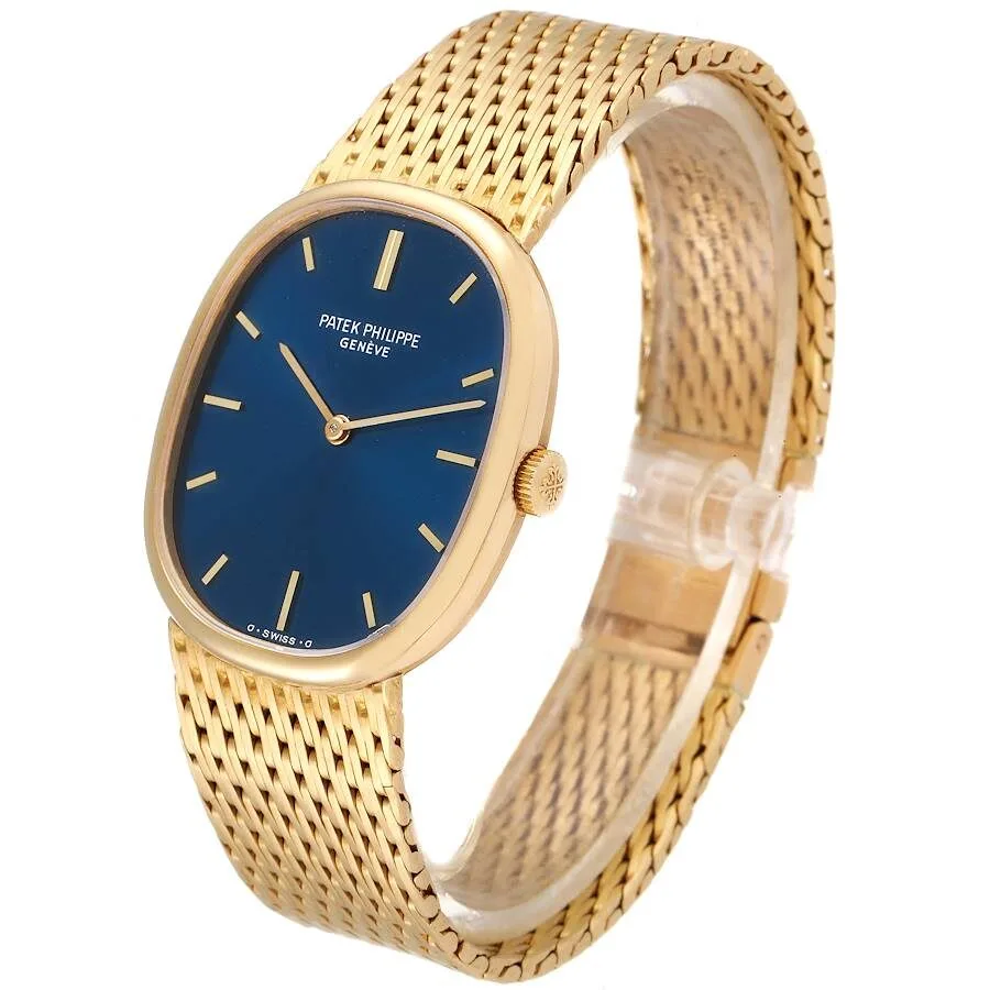 Đồng hồ Patek Phillipe Golden Ellipse 18k Yellow Gold Blue Dial Ladies Watch 3548 - Ảnh 5