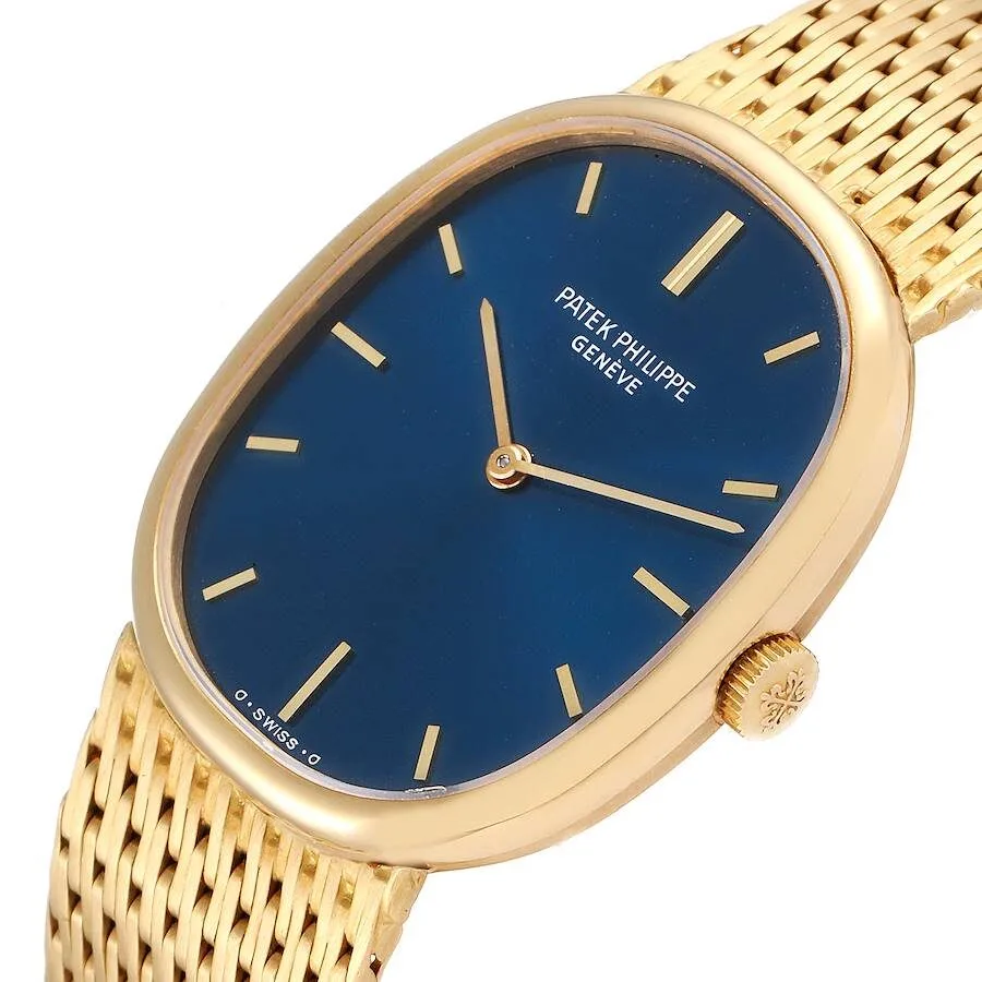 Đồng hồ Patek Phillipe Golden Ellipse 18k Yellow Gold Blue Dial Ladies Watch 3548 - Ảnh 4