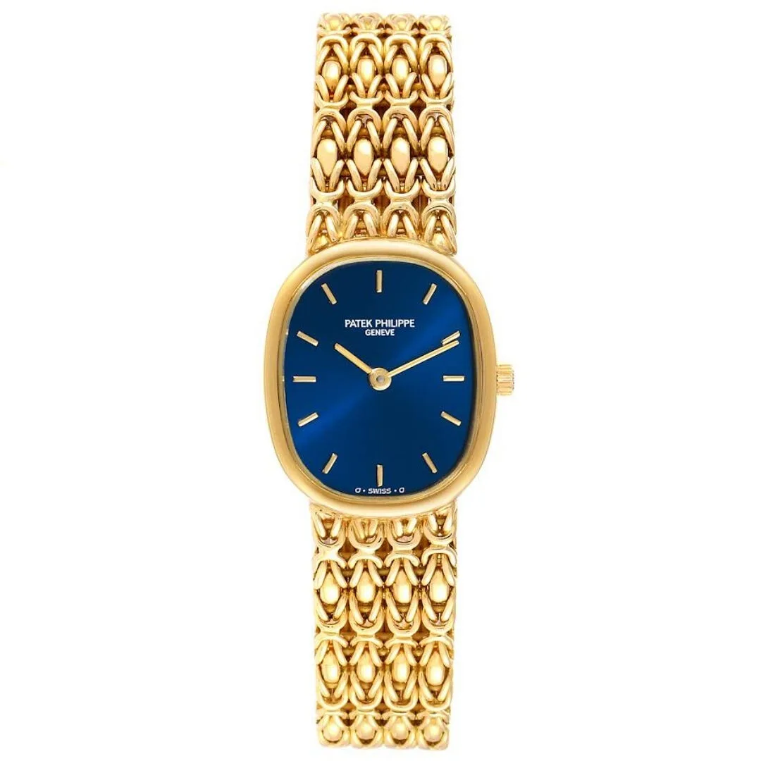 Đồng hồ Patek Phillipe Golden Ellipse 18k Yellow Gold Blue Dial Ladies Watch 4464