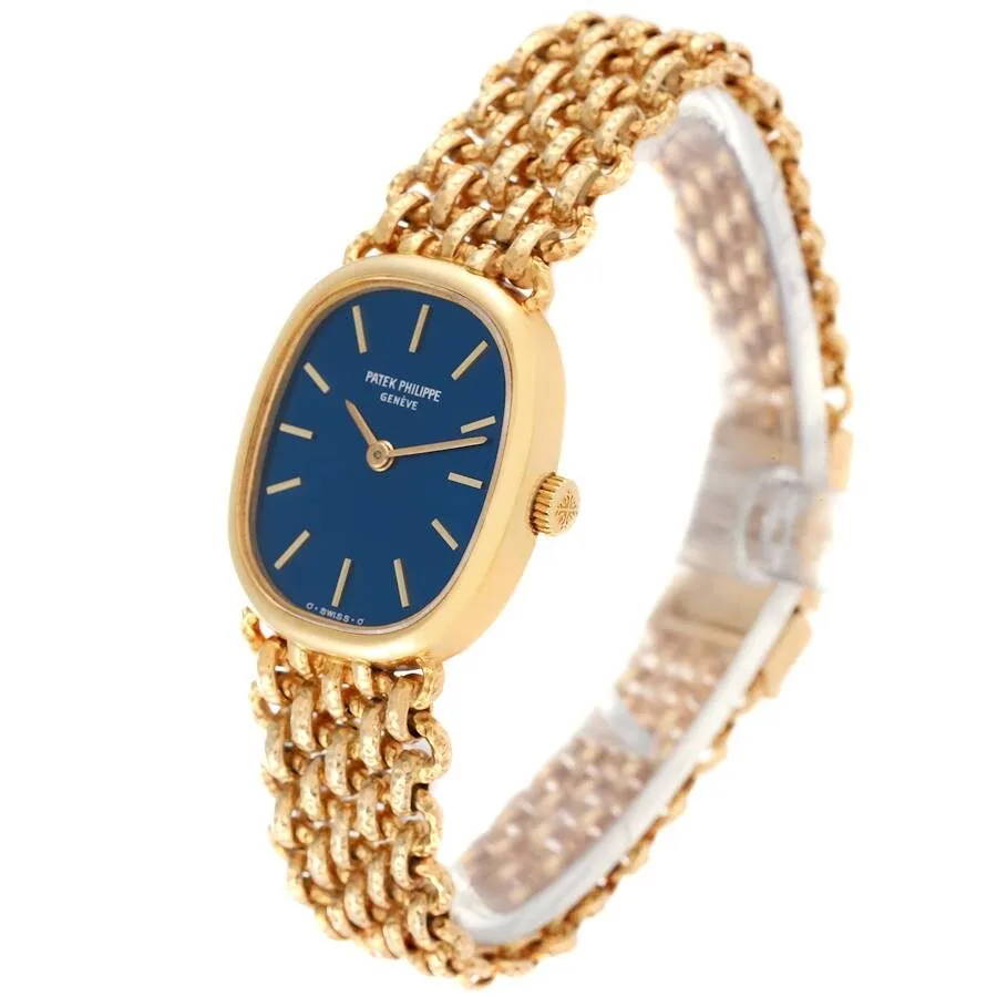 Đồng hồ Patek Phillipe Golden Ellipse 18k Yellow Gold Blue Dial Ladies Watch 4464 - Ảnh 5