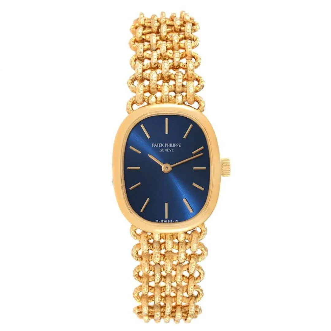 Đồng hồ Patek Phillipe Golden Ellipse 18k Yellow Gold Blue Dial Ladies Watch 4764