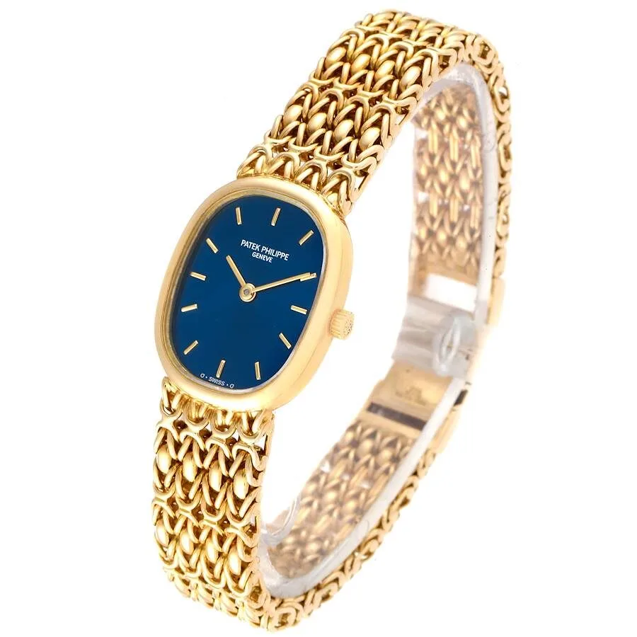 Đồng hồ Patek Phillipe Golden Ellipse 18k Yellow Gold Blue Dial Ladies Watch 4764 - Ảnh 5