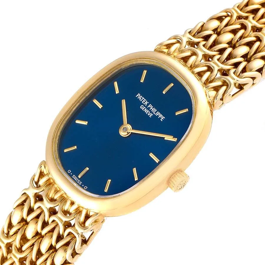 Đồng hồ Patek Phillipe Golden Ellipse 18k Yellow Gold Blue Dial Ladies Watch 4764 - Ảnh 4