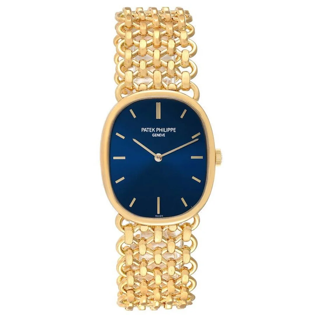Đồng hồ Patek Phillipe Golden Ellipse 18k Yellow Gold Blue Dial Watch 3648