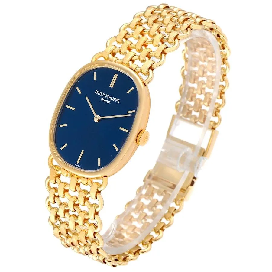 Đồng hồ Patek Phillipe Golden Ellipse 18k Yellow Gold Blue Dial Watch 3648 - Ảnh 5
