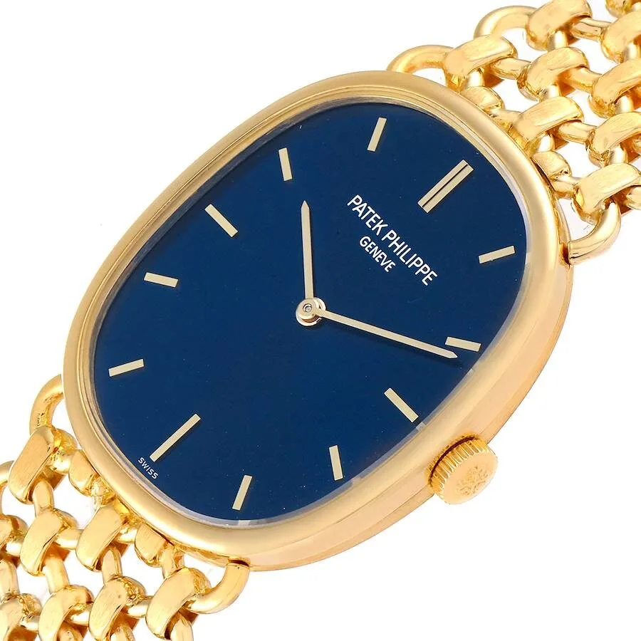 Đồng hồ Patek Phillipe Golden Ellipse 18k Yellow Gold Blue Dial Watch 3648 - Ảnh 4