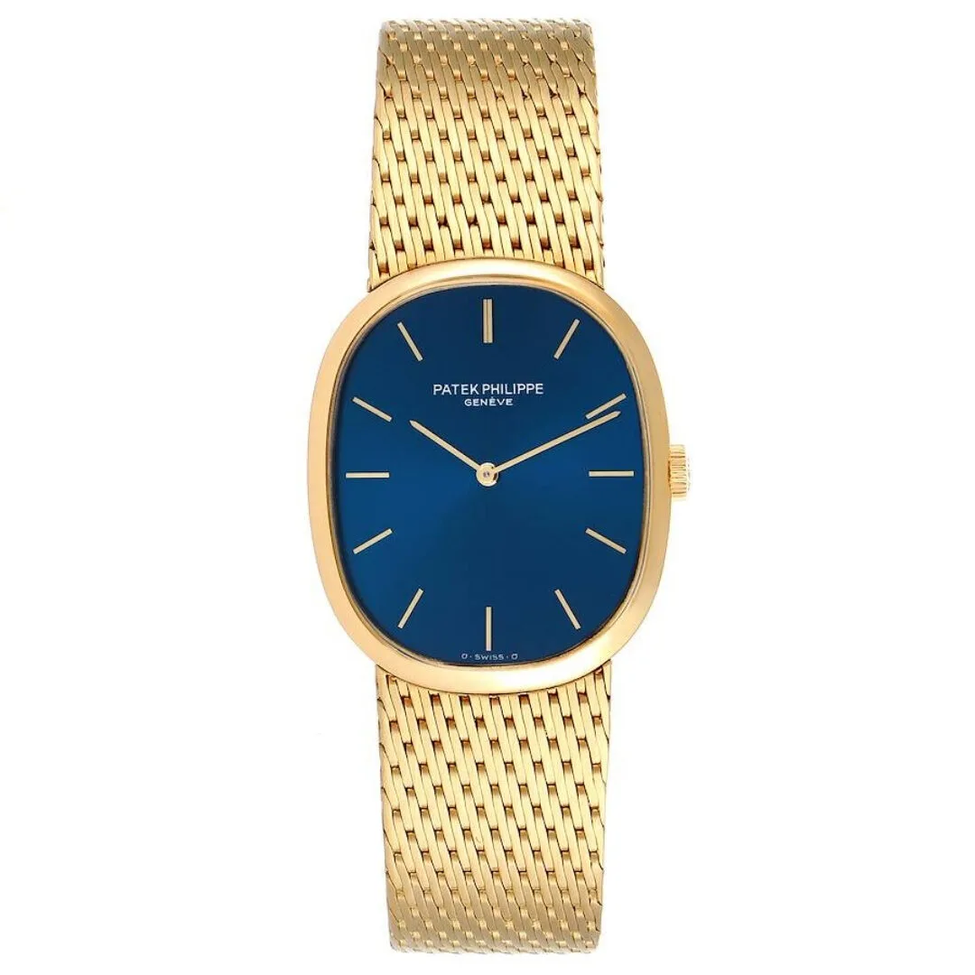 Đồng hồ Patek Phillipe Golden Ellipse 18k Yellow Gold Blue Dial Watch 3748