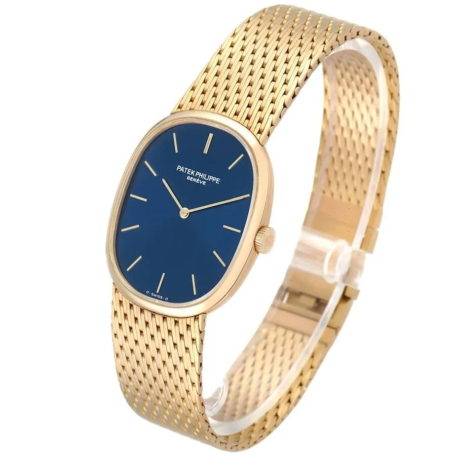 Đồng hồ Patek Phillipe Golden Ellipse 18k Yellow Gold Blue Dial Watch 3748 - Ảnh 5