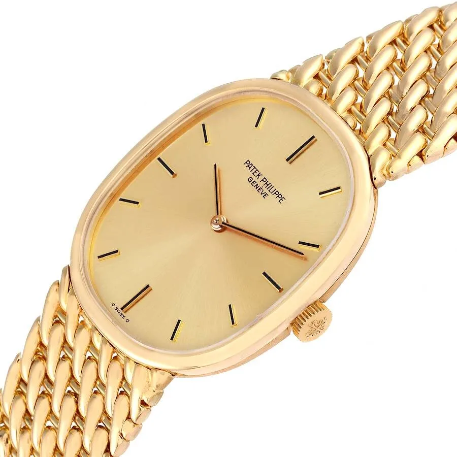 Đồng hồ Patek Phillipe Golden Ellipse 18k Yellow Gold Champagne Dial Mens Watch 3848 - Ảnh 4