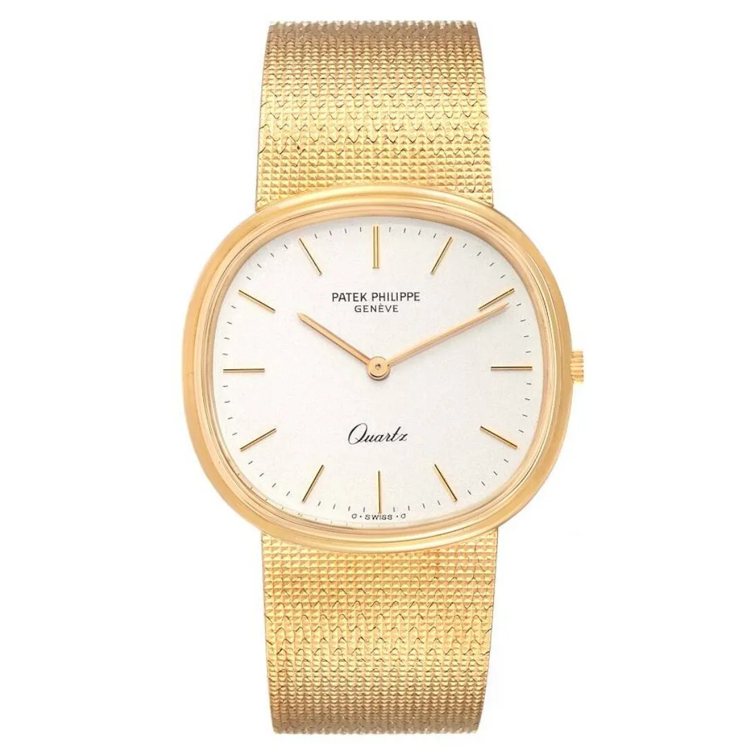 Đồng hồ Patek Phillipe Golden Ellipse 18k Yellow Gold Silver Dial Mens Watch 3879