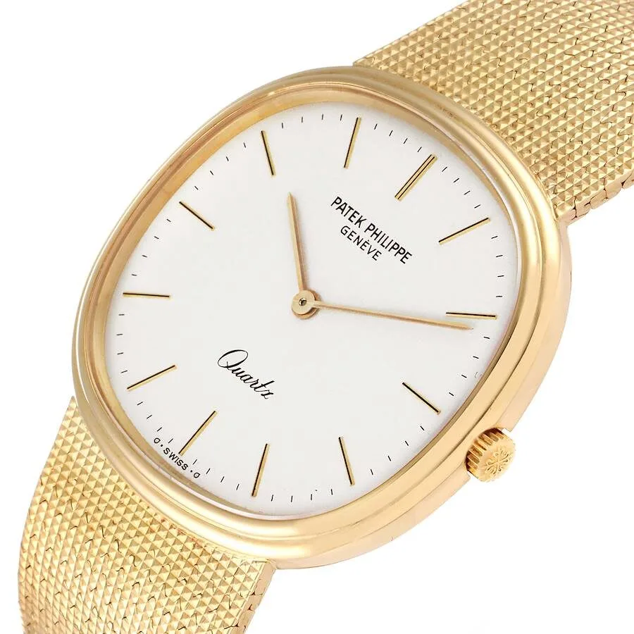 Đồng hồ Patek Phillipe Golden Ellipse 18k Yellow Gold Silver Dial Mens Watch 3879 - Ảnh 4