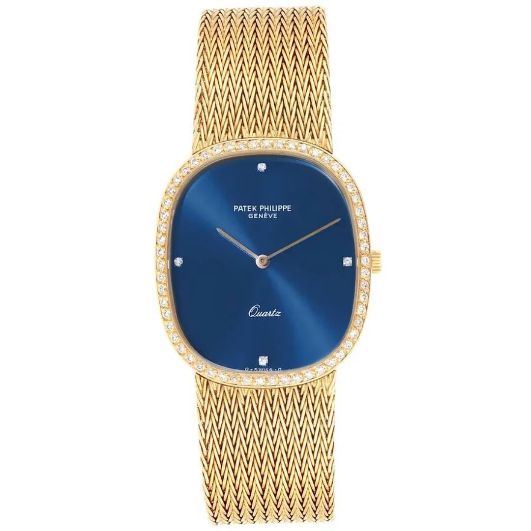 Đồng hồ Patek Phillipe Golden Ellipse Blue Dial Yellow Gold Diamond Watch 3875