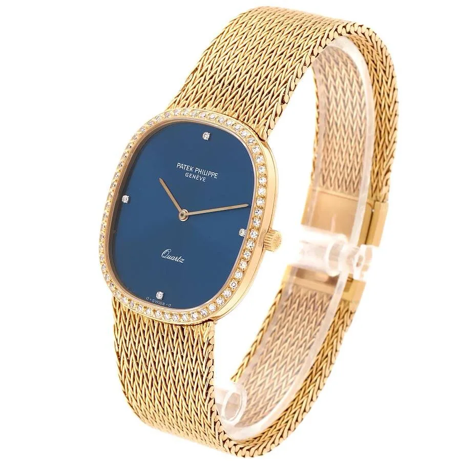 Đồng hồ Patek Phillipe Golden Ellipse Blue Dial Yellow Gold Diamond Watch 3875 - Ảnh 5