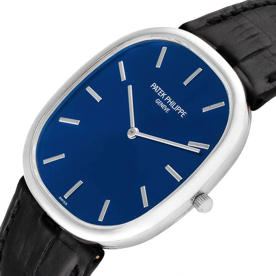 Đồng hồ Patek Phillipe Golden Ellipse Grande Taille Blue Dial Platinum Mens Watch 5738 - Ảnh 4