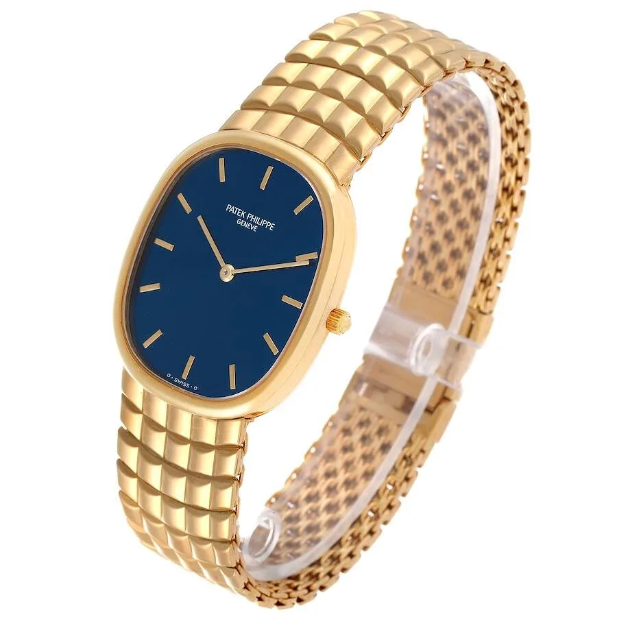 Đồng hồ Patek Phillipe Golden Ellipse Yellow Gold Blue Dial Mens Watch 3738 - Ảnh 5