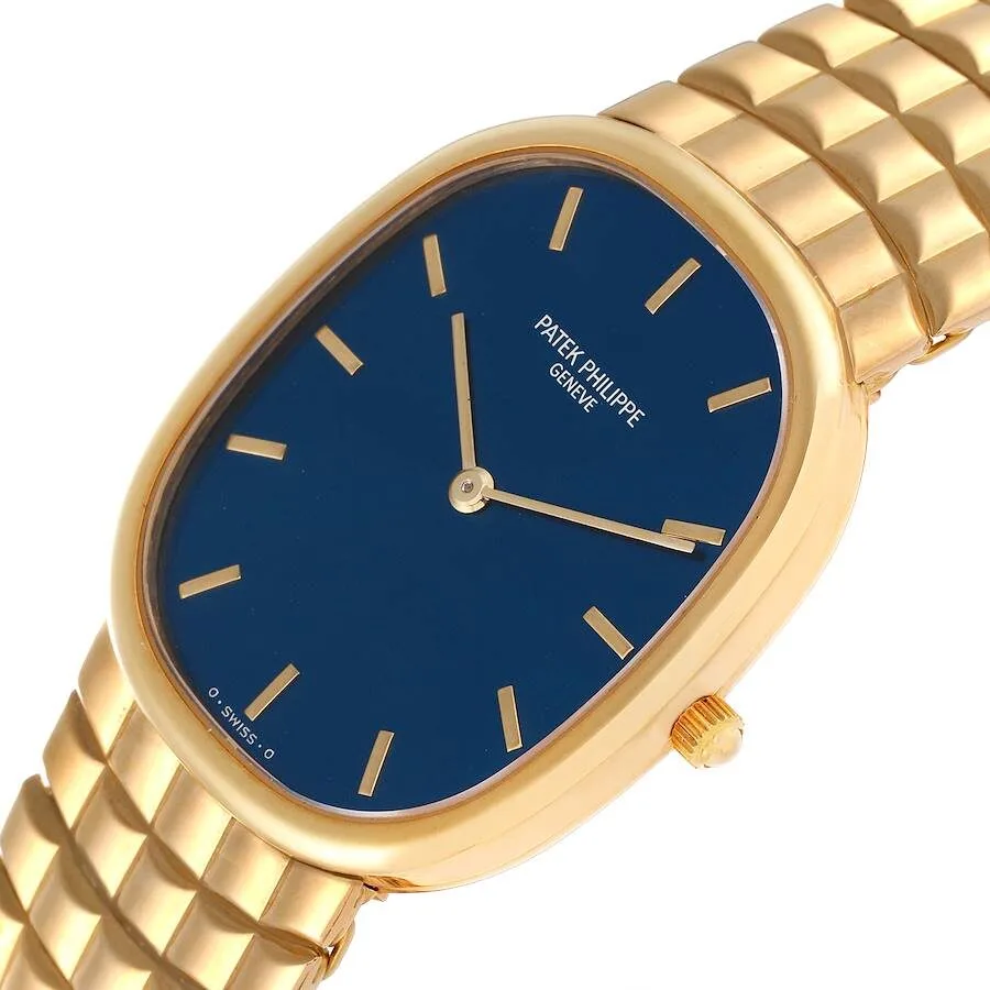 Đồng hồ Patek Phillipe Golden Ellipse Yellow Gold Blue Dial Mens Watch 3738 - Ảnh 4