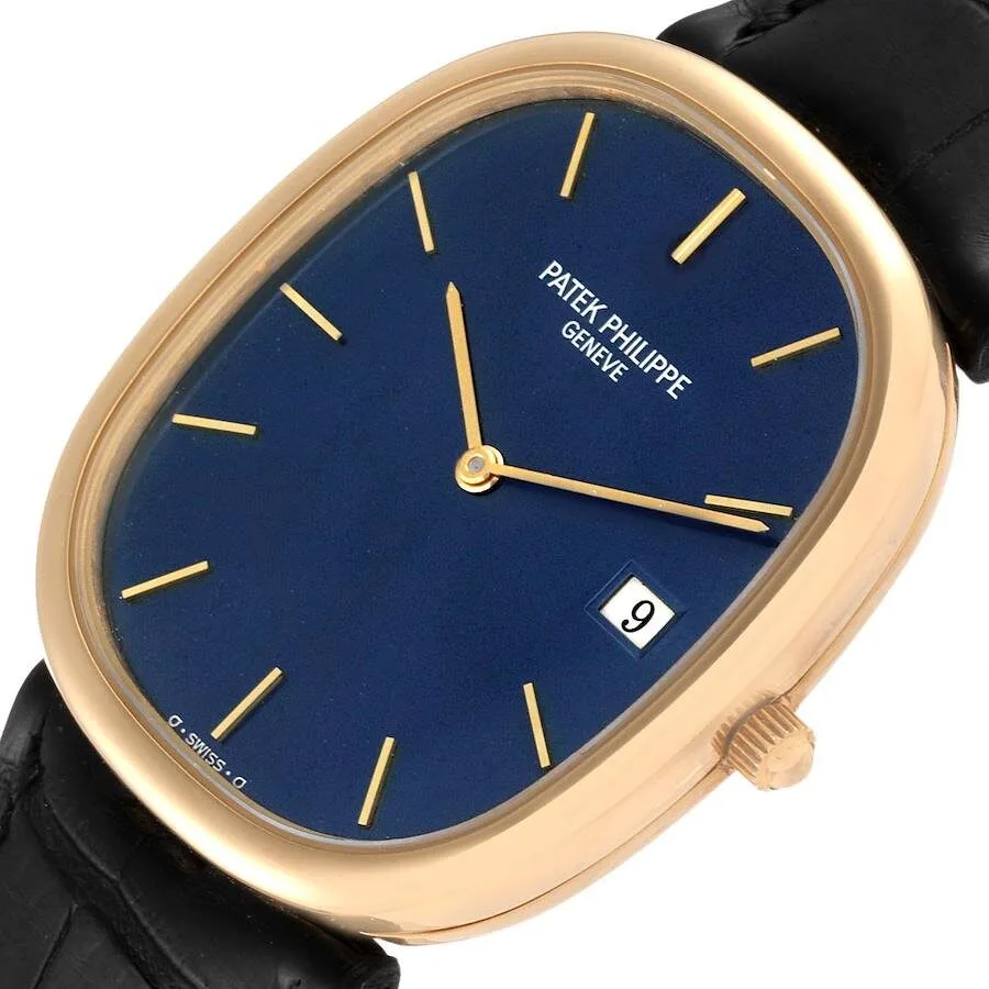 Đồng hồ Patek Phillipe Golden Ellipse Yellow Gold Blue Dial Mens Watch 3747 - Ảnh 4