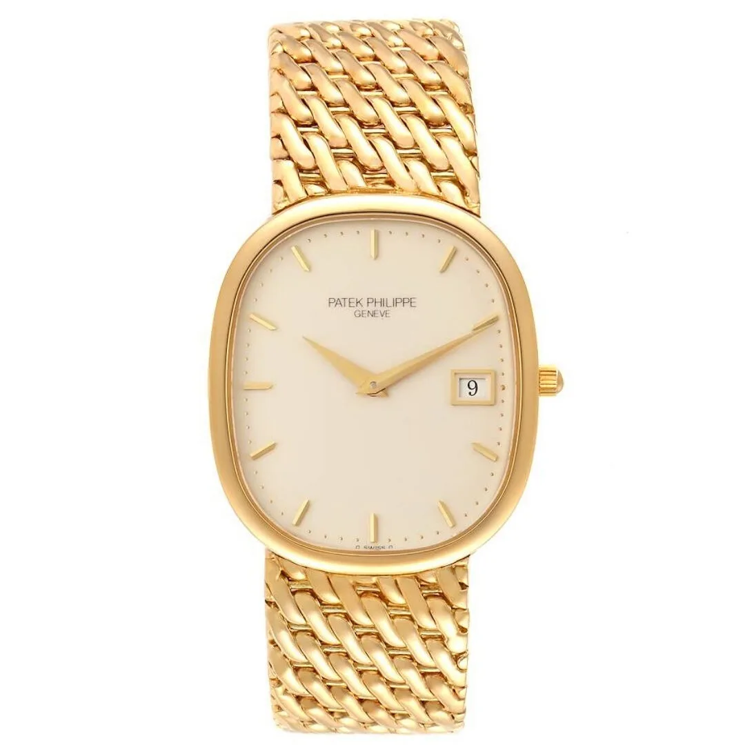Đồng hồ Patek Phillipe Golden Ellipse Yellow Gold Ivory Dial Mens Watch 3747
