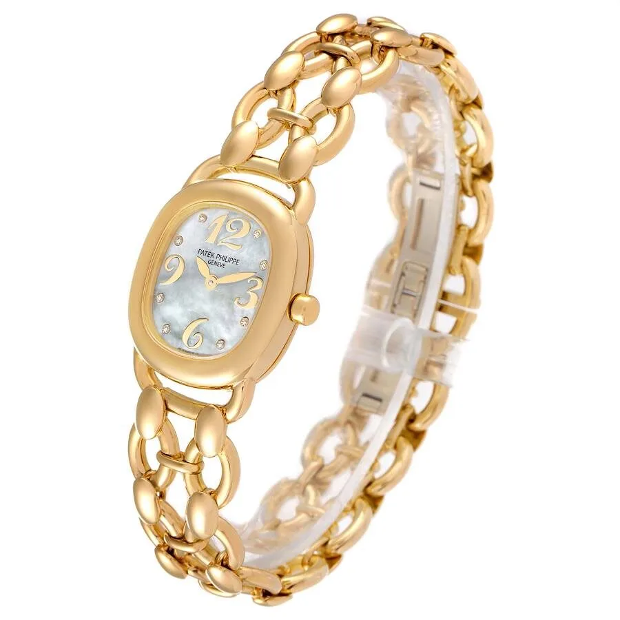 Đồng hồ Patek Phillipe Golden Ellipse Yellow Gold MOP Diamond Dial Ladies Watch 4830 - Ảnh 5