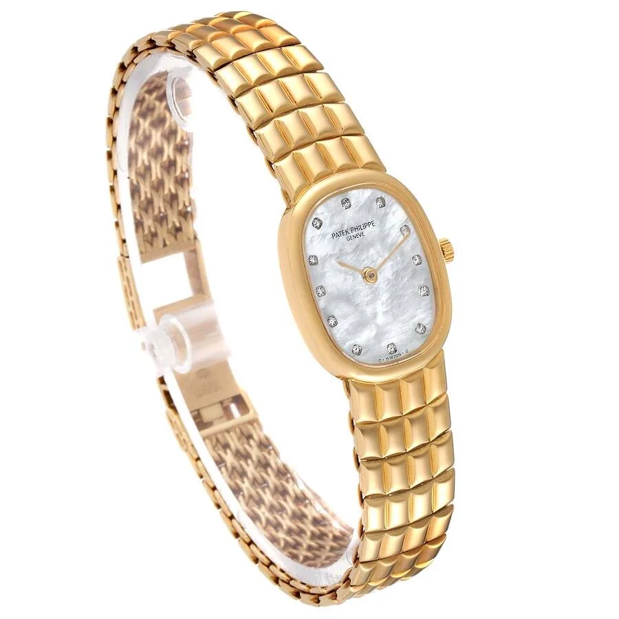 Đồng hồ Patek Phillipe Golden Ellipse Yellow Gold Mother of Pearl Diamond Ladies Watch 4764 - Ảnh 5