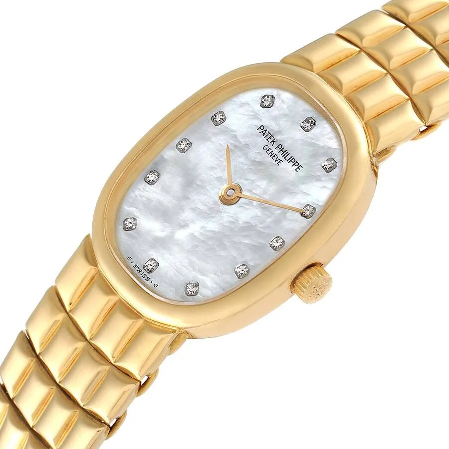 Đồng hồ Patek Phillipe Golden Ellipse Yellow Gold Mother of Pearl Diamond Ladies Watch 4764 - Ảnh 4